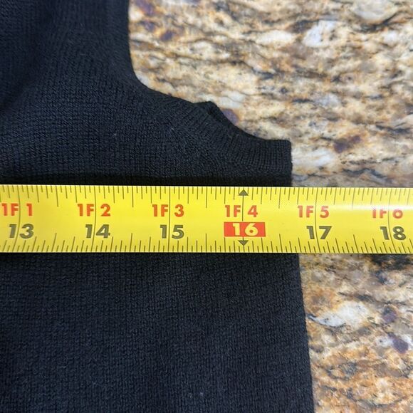 Halogen Cashmere Blend Black Draped Open Front Sleeveless Sweater Vest Size XS - Picture 6 of 6